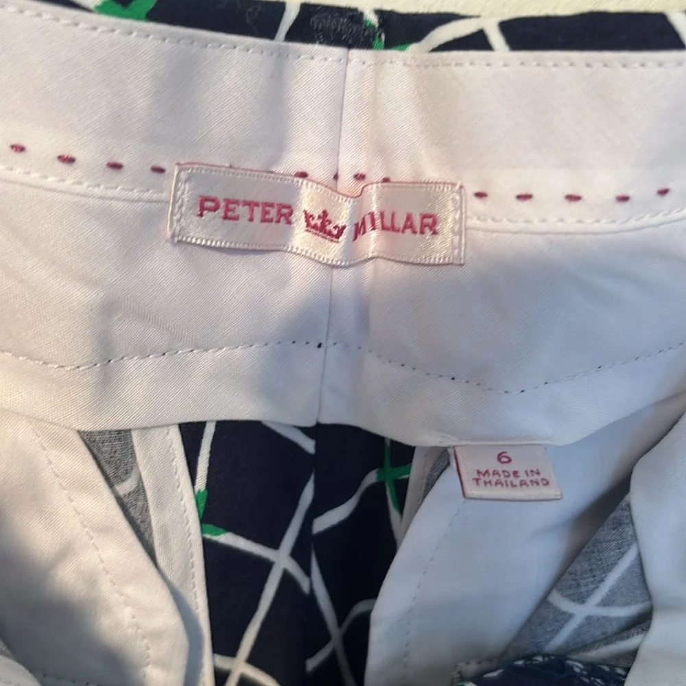 Peter Millar Women's Blue White Chino Walking Short Diamond Pattern Golf Size 6